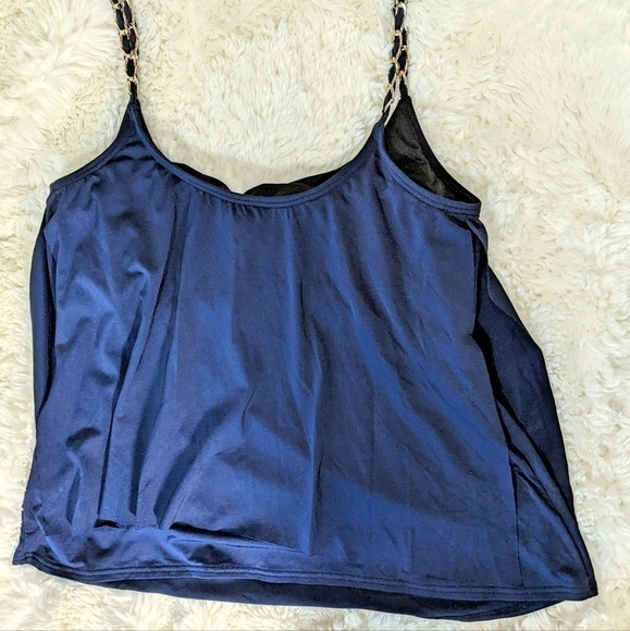 Michael Kors Layered Tankini Swim Top Safari Solids - Picture 5 of 5